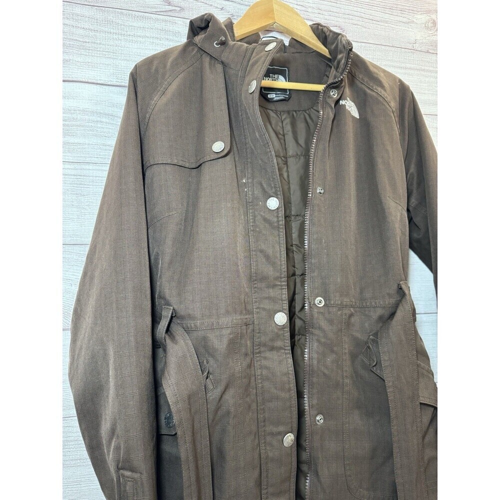 Women"The North Face" brown zipper/snaps hooded coat SIZE MEDIUM - Picture 4 of 16